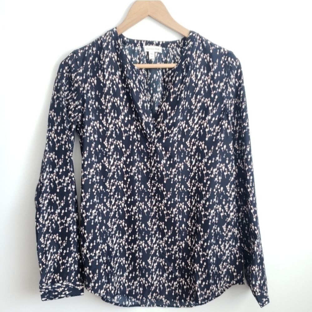 Garnet Hill 100% Silk Blouse Floral Print Top